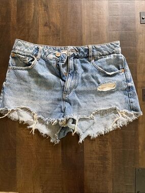 Garage Light Blue Distressed Denim Cutoff Shorts